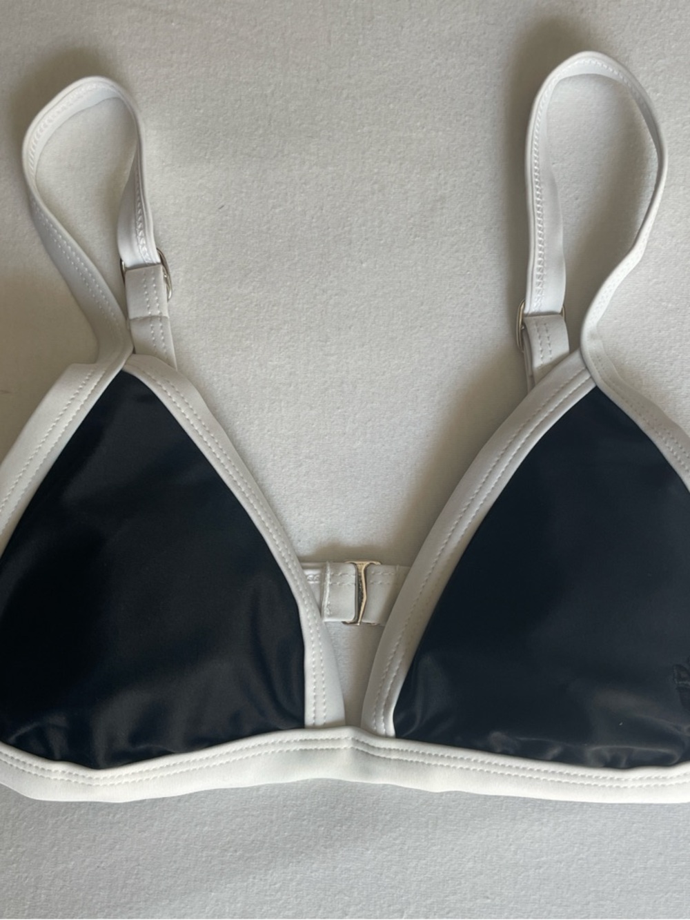 Hapari Black and White Bikini Top with Silver Hardware